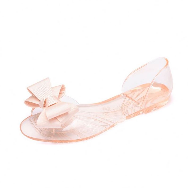 Fashion Bow Womens Sandals Girls Flats Jelly Plastic Shoes Female Open Toe Slippers Casual Beach Slides Comfortable Soft Pvc