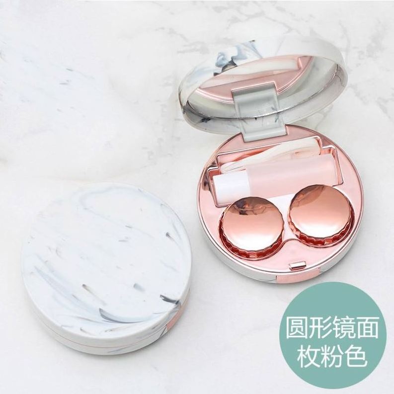 K809 Hot Cute Marble Stripe Contact Lens Case Travel Glasses Lenses Box For Unisex Eyes Care Kit Holder Container Support Gift