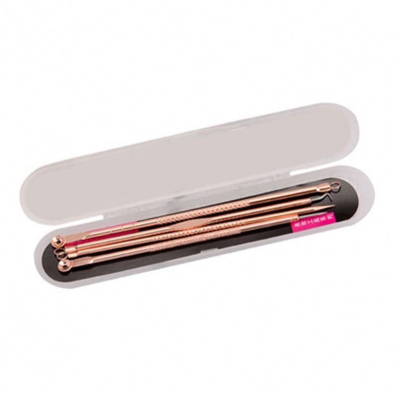 4PCS Blackhead Extractor Rose Gold Black Dots Cleaner Acne Blemish Remover Needles Set Black Spots Pore Cleanser Tool