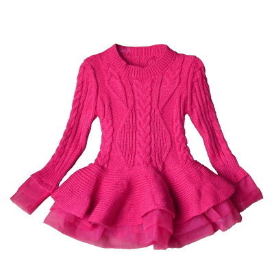 Winter Knitted Chiffon Girl Dress Christmas Party Long Sleeve Children Clothes Kids Dresses For Girls New Year Clothing 8230455