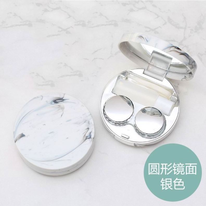 K809 Hot Cute Marble Stripe Contact Lens Case Travel Glasses Lenses Box For Unisex Eyes Care Kit Holder Container Support Gift