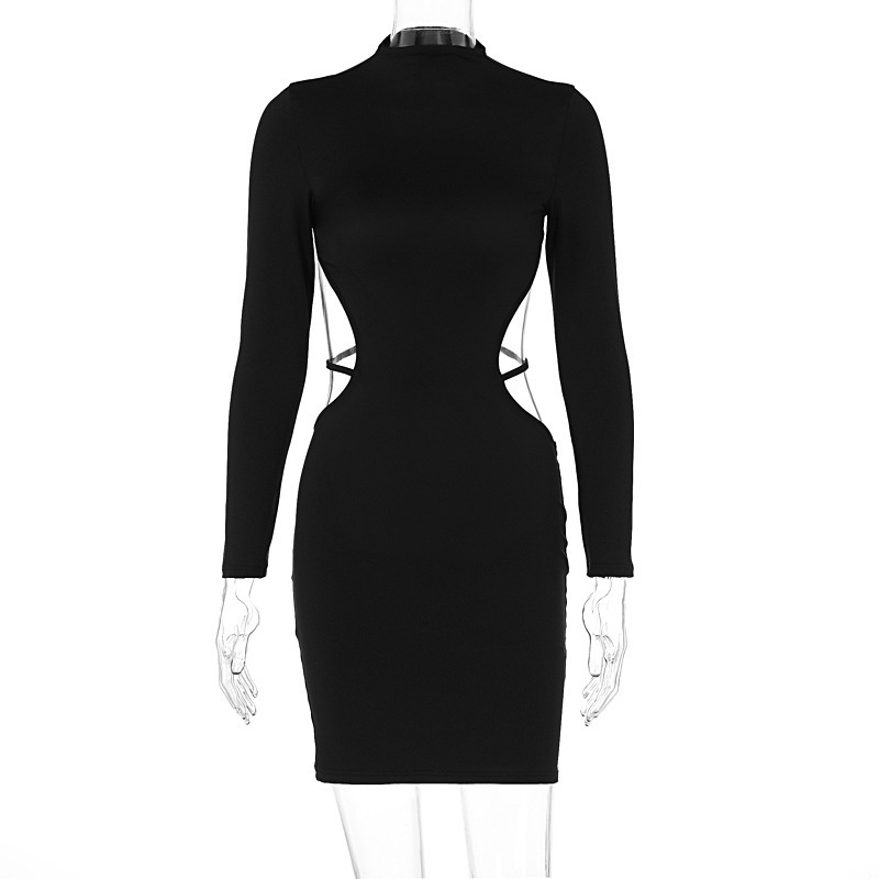 Liu Ming Autumn Winter Fashion 2024 Women Clothes Sexy Backless Long Sleeve Black Party Bodycon Short Dress