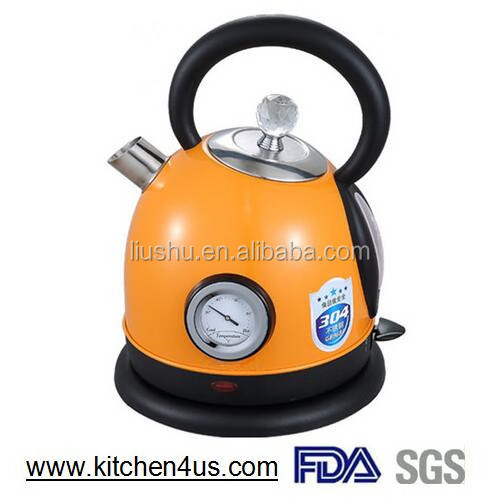 1.8L Stainless steel electric kettle with 360-degree rotational base and timer thermometer