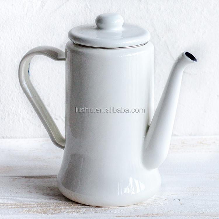 1.1L enamel coffee pot with lid