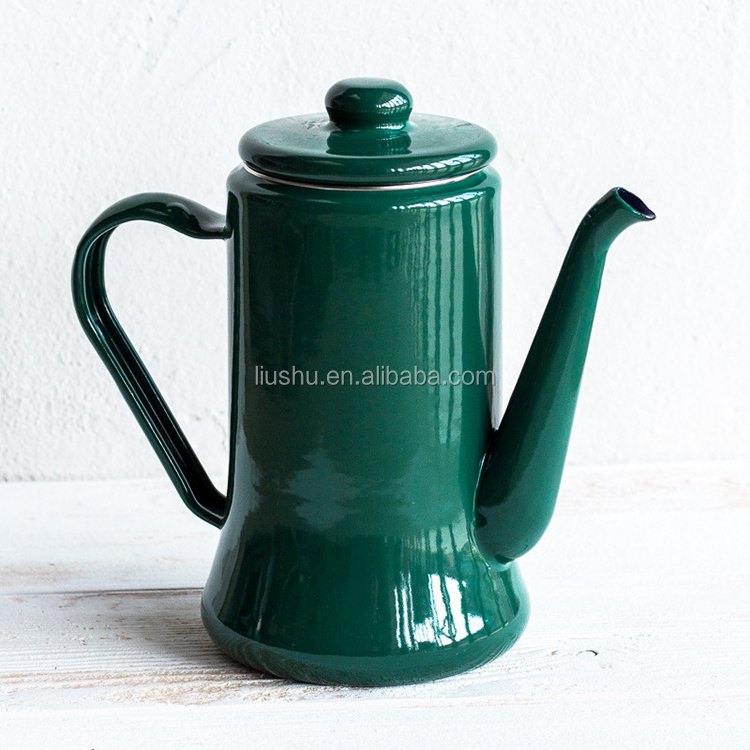 1.1L enamel coffee pot with lid