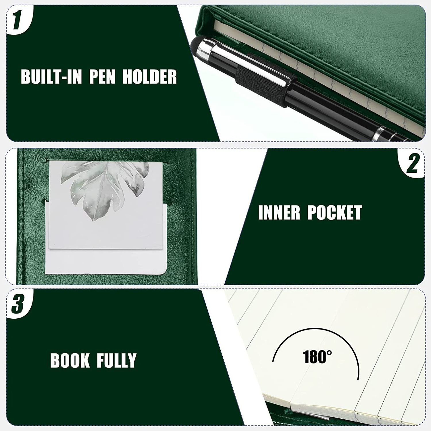 Hot Sale Portable Mini Pocket Notepad Set With 30 Lined Sheets  Metal Pen Memo Pad Green Notepad Daily Planning  Notepad