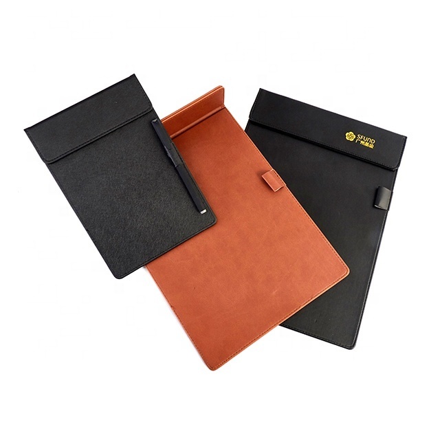 High Quality A4 PU Magnetic Folding Leather Clipboard