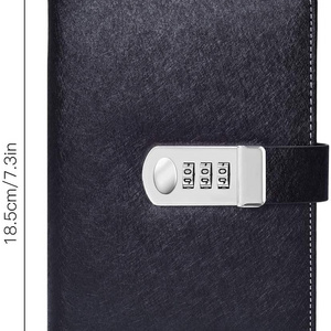 A5 PU Leather Diary With Lock Journal With Combination Line Page Black Business Lock Password Journal Locking Journal Diary