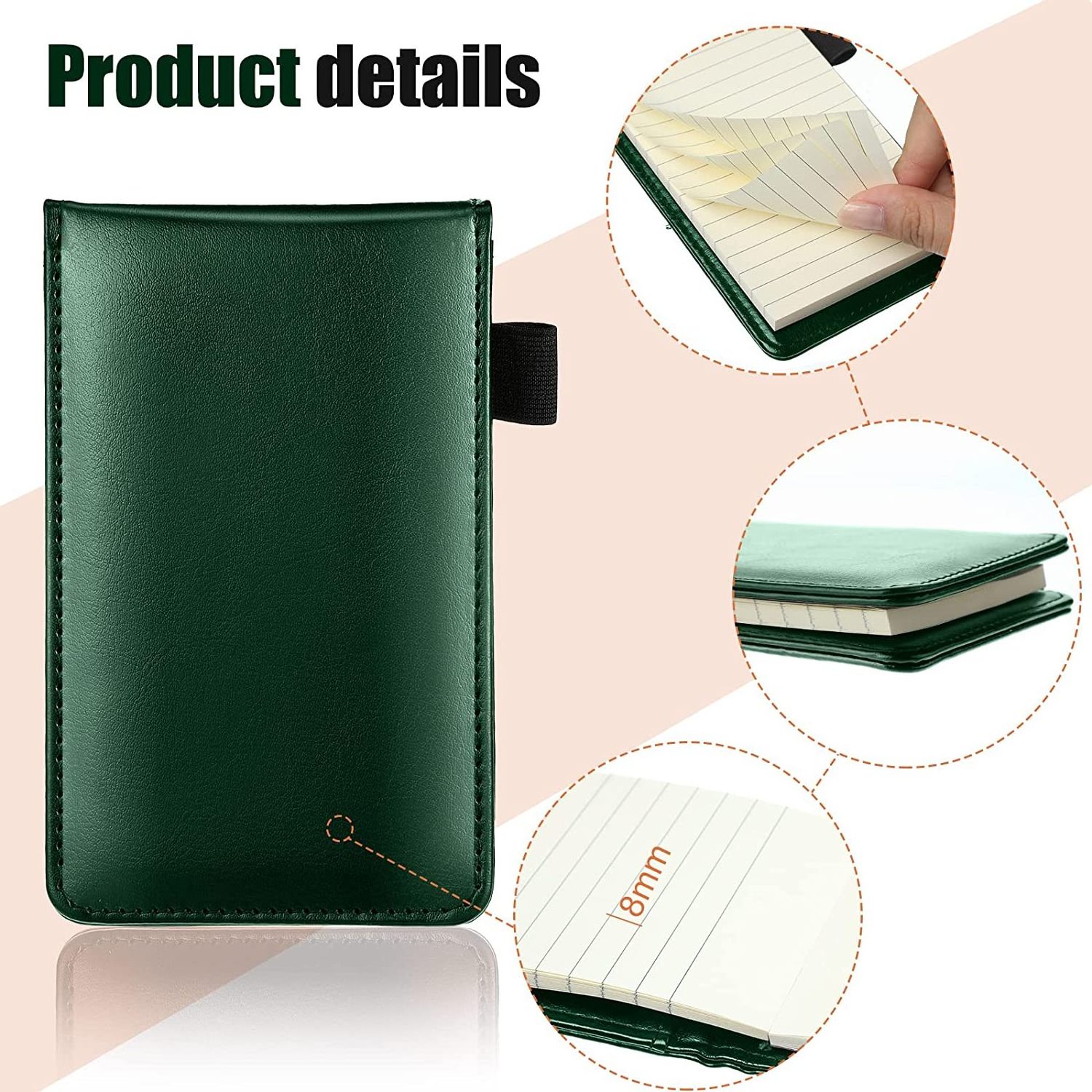 Hot Sale Portable Mini Pocket Notepad Set With 30 Lined Sheets  Metal Pen Memo Pad Green Notepad Daily Planning  Notepad