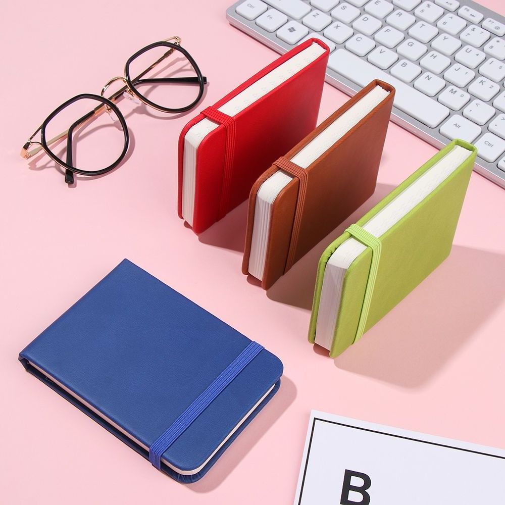 Custom Journals A7 PU Leather Hardcover Small Pocket Journal Notebook Notepad With Elastic Band