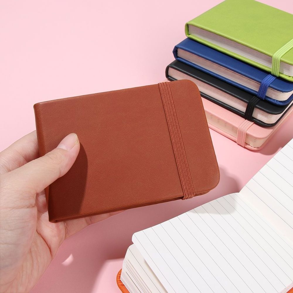 Custom Journals A7 PU Leather Hardcover Small Pocket Journal Notebook Notepad With Elastic Band