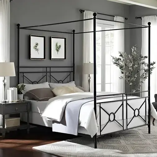 Metal Luxury Adult Princess Canopy Bed