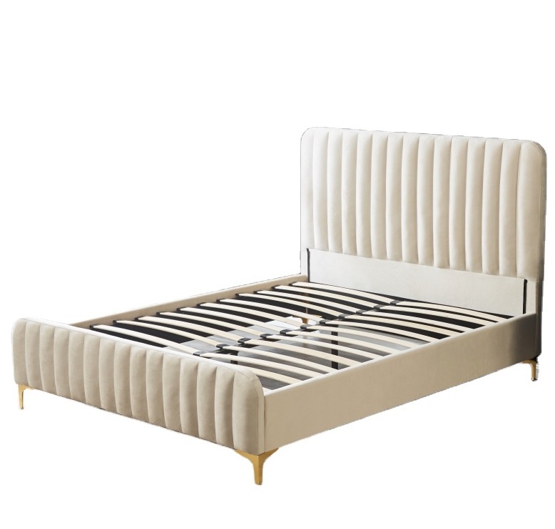 Cheap Price Bed Room Furniture Set Upholstered Bed Luxury Modern King Queen Twin Size Wood Beds Frame