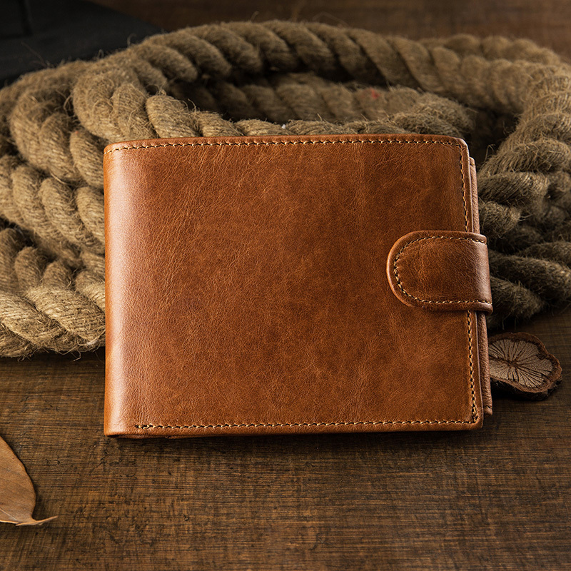 Handmade Genuine Leather Wallet Men Credit Cards Holder Casual Short Billfold Cowhide Leather Coin Purse Daily Used Money Clip