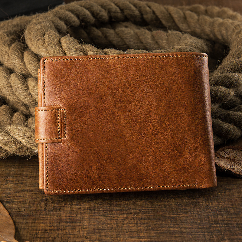 Handmade Genuine Leather Wallet Men Credit Cards Holder Casual Short Billfold Cowhide Leather Coin Purse Daily Used Money Clip