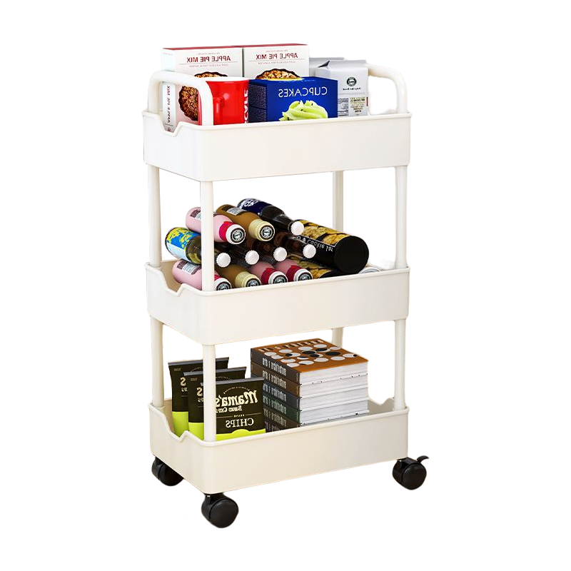 Multi-purpose 3 Tiers Steel Slim Shelf For Small Spaces Kitchen Vegetable  Rolling Cart Movable Utility Storage Cart