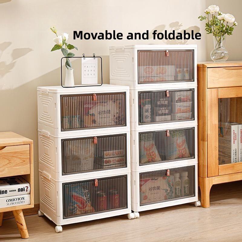 Wholesale household saving space Free installation plastic folding drawer cabinet shoe box transparent storage box with wheels