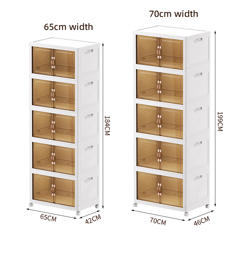 Wholesale household saving space Free installation plastic folding drawer cabinet shoe box transparent storage box with wheels