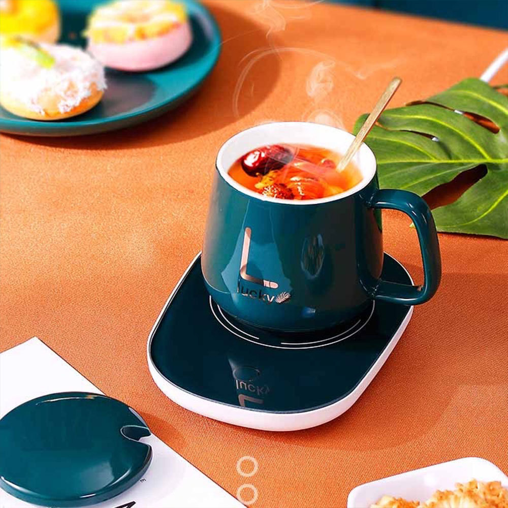 Electric Heating Thermostatic Mug Spoon Cup Cover Set USB Heating Pad Mini Modern Ceramic Coffee & Tea Sets Sustainable Gift Cup