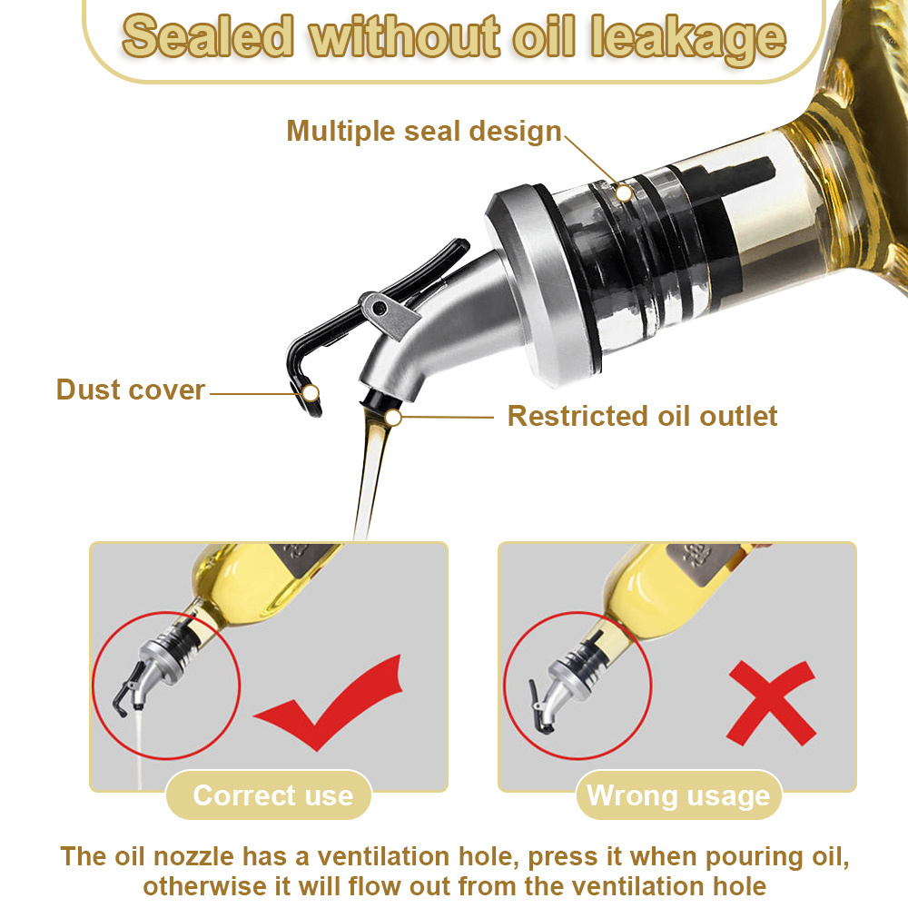 Oil Bottle Stopper Dispenser Sprayer Lock Wine Pourer Sauce Nozzle Liquor Leak-Proof Plug   Kitchen Tool