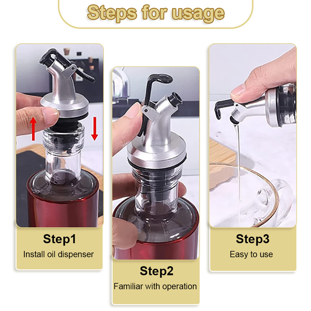 Oil Bottle Stopper Dispenser Sprayer Lock Wine Pourer Sauce Nozzle Liquor Leak-Proof Plug   Kitchen Tool