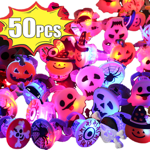 LED Luminous Halloween Rings Pumpkin Ghost Glowing in Dark Finger Toys with Lights Christmas Party Decor