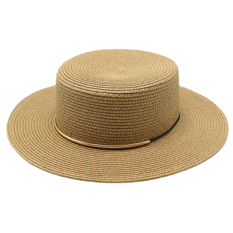 Summer Women Hats Straw Caps 56-58cm Flat Brim Topper Hat Simple Thin Strap Travel Beach French Style Outdoor Sunshade Straw Hat