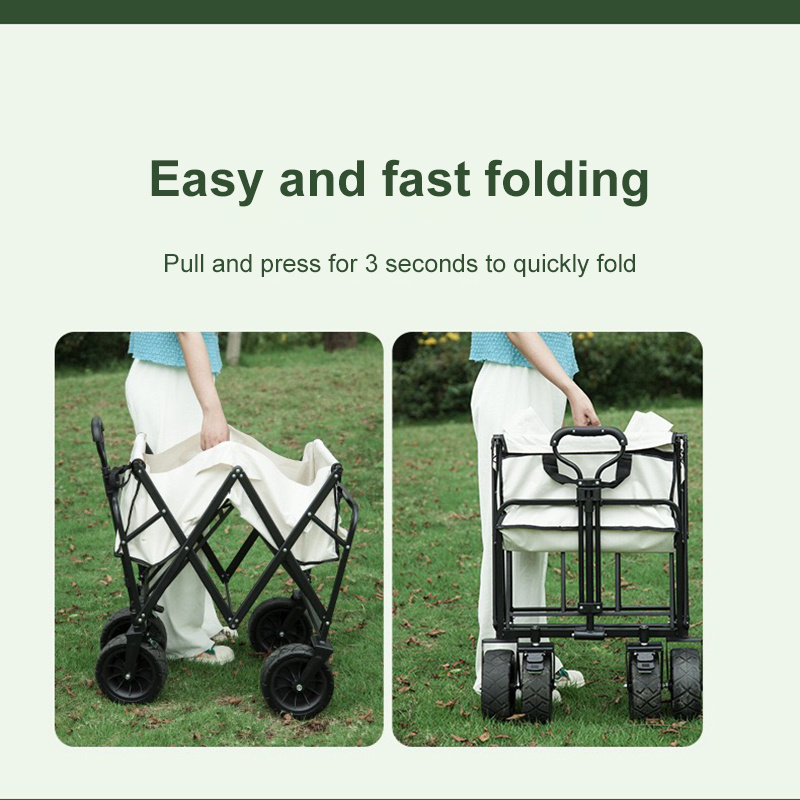 Outdoor Camping Portable Trolley Stalls Picnic Wagon Garden Carts Foldable Table Board Hand Pushing Trailer