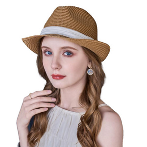 Factory Wholesale Cheap Women Straw Hats Spring Summer Casual Church Party Mix And Match Fashion Retro Fedora Straw Hats