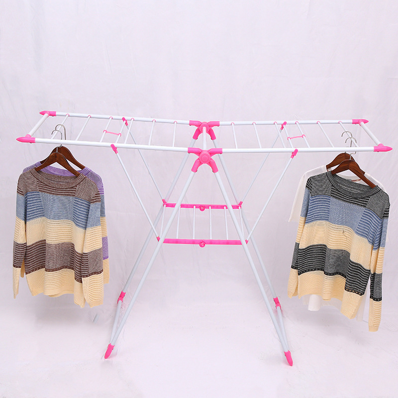 Factory directly-supplied foldable floor clothes hanger butterfly indoor shelf balcony wing clothes hanger