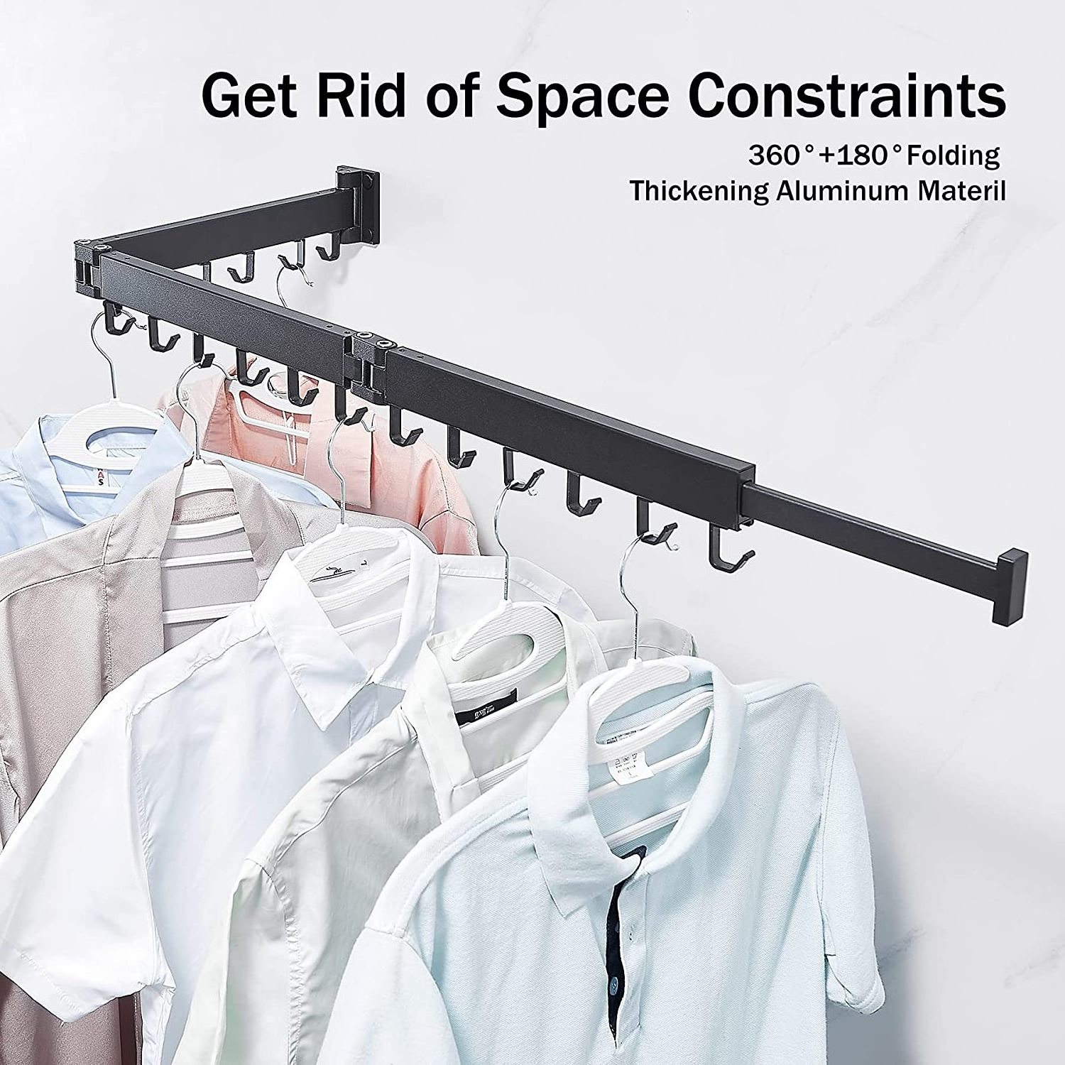 Balcony Clothes Drying Rack Folding Hanger Retractable Wall Mount Indoor Household Organization Aluminum Clothing Organizer