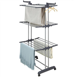 Clothes Hanger Drying Rack Three-layer Double Pole Folding Wing-type Storage Cloth Multifunction Hanger Organizer