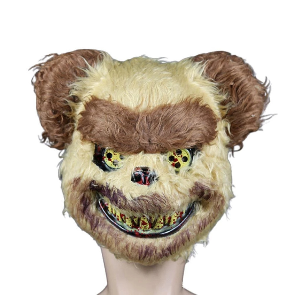 Halloween Party Mask Scary Bloody Teddy Bear Mask Scary Plush Prop PVC Led Uv for Offset Printing Mask Led Purge 2 Color CN;ZHE