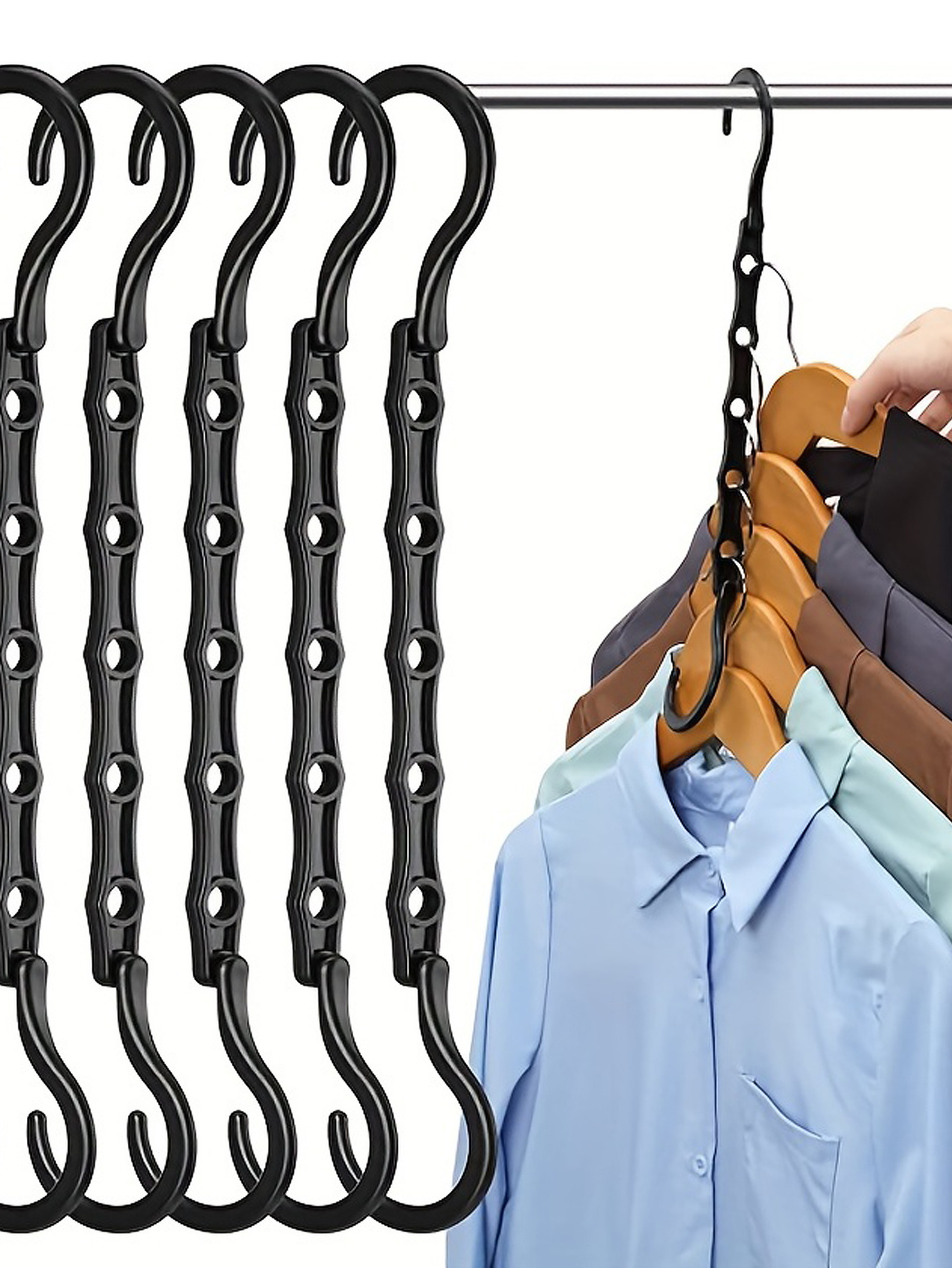 Space Saving Storage Hangers Multifunction Plastic Clothes Racks Rotary Organizer Hangers 5 Hole Magic Closet Wardrobe Organizer