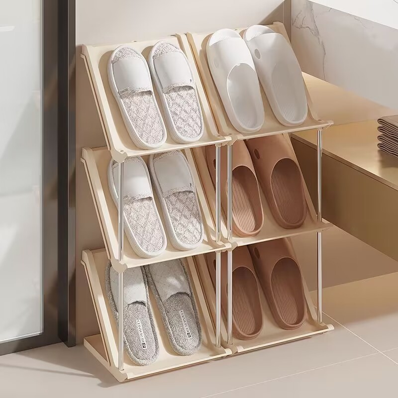 6th Floor Shoe Storage Rack Household Inclined Space-saving Multi-layer Shoe Cabinet Random Assembly Plastic Single Round 9 Wire