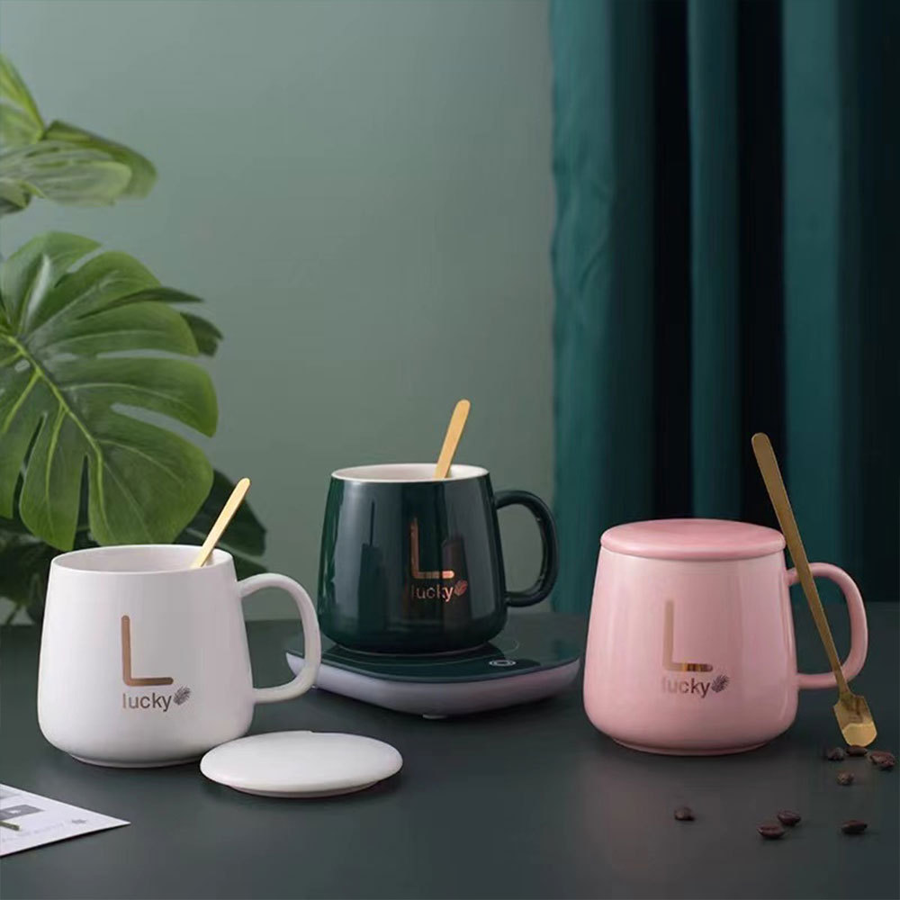 Electric Heating Thermostatic Mug Spoon Cup Cover Set USB Heating Pad Mini Modern Ceramic Coffee & Tea Sets Sustainable Gift Cup