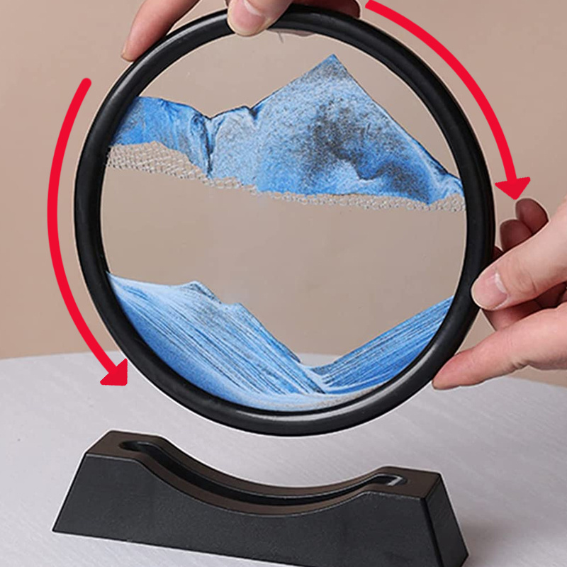 3D Moving Sand Art Nordic Hourglass Flowing scape Round Quicksand Painting Home Decor Gifts