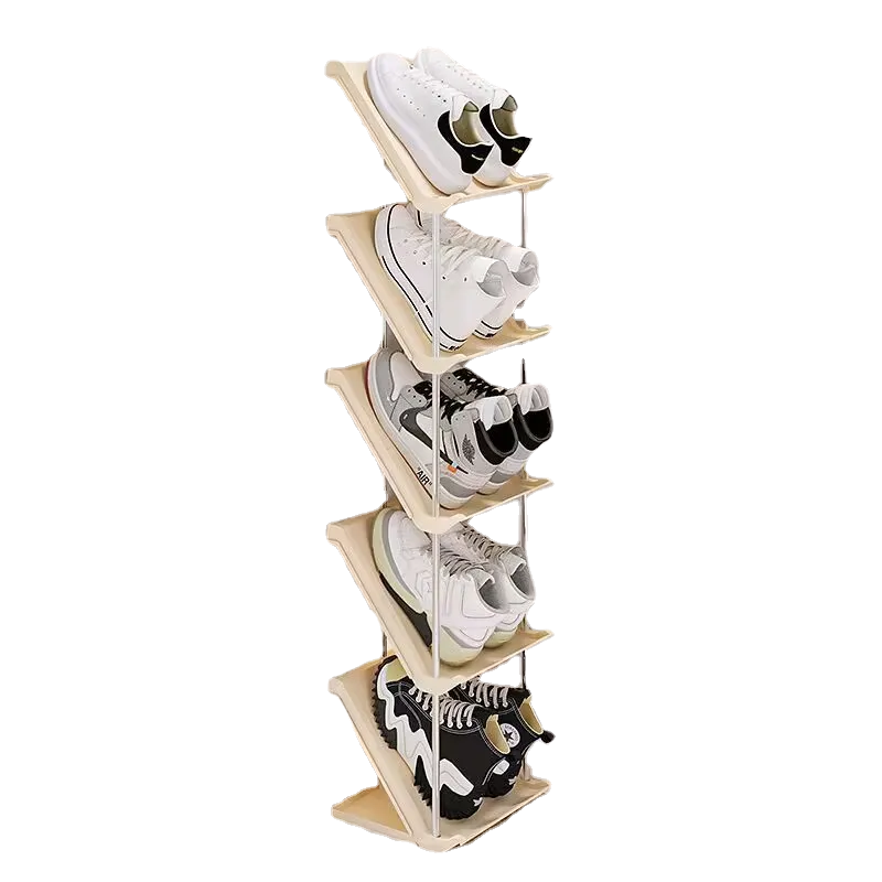 6th Floor Shoe Storage Rack Household Inclined Space-saving Multi-layer Shoe Cabinet Random Assembly Plastic Single Round 9 Wire