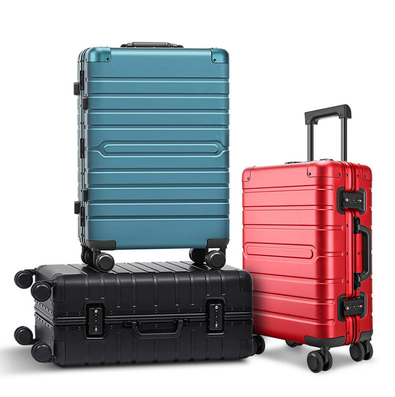 luggage bags 2022 Universal wheel 20-inch metal boarding box suitcase set traveling bags sample luggage suitcase 3pcs set