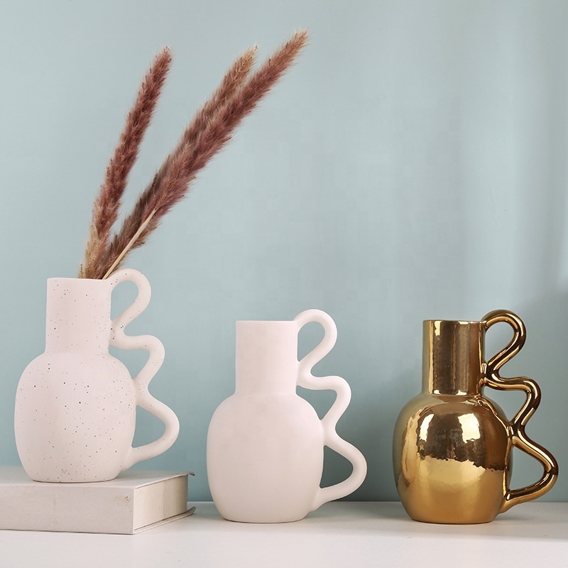 Nordic simple cure series ceramic vase home furnishings living room flower arrangement modern electroplating flower vase