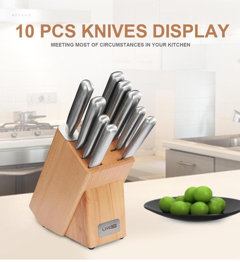 9pcs Stainless Steel Kitchen Knife Set with Block