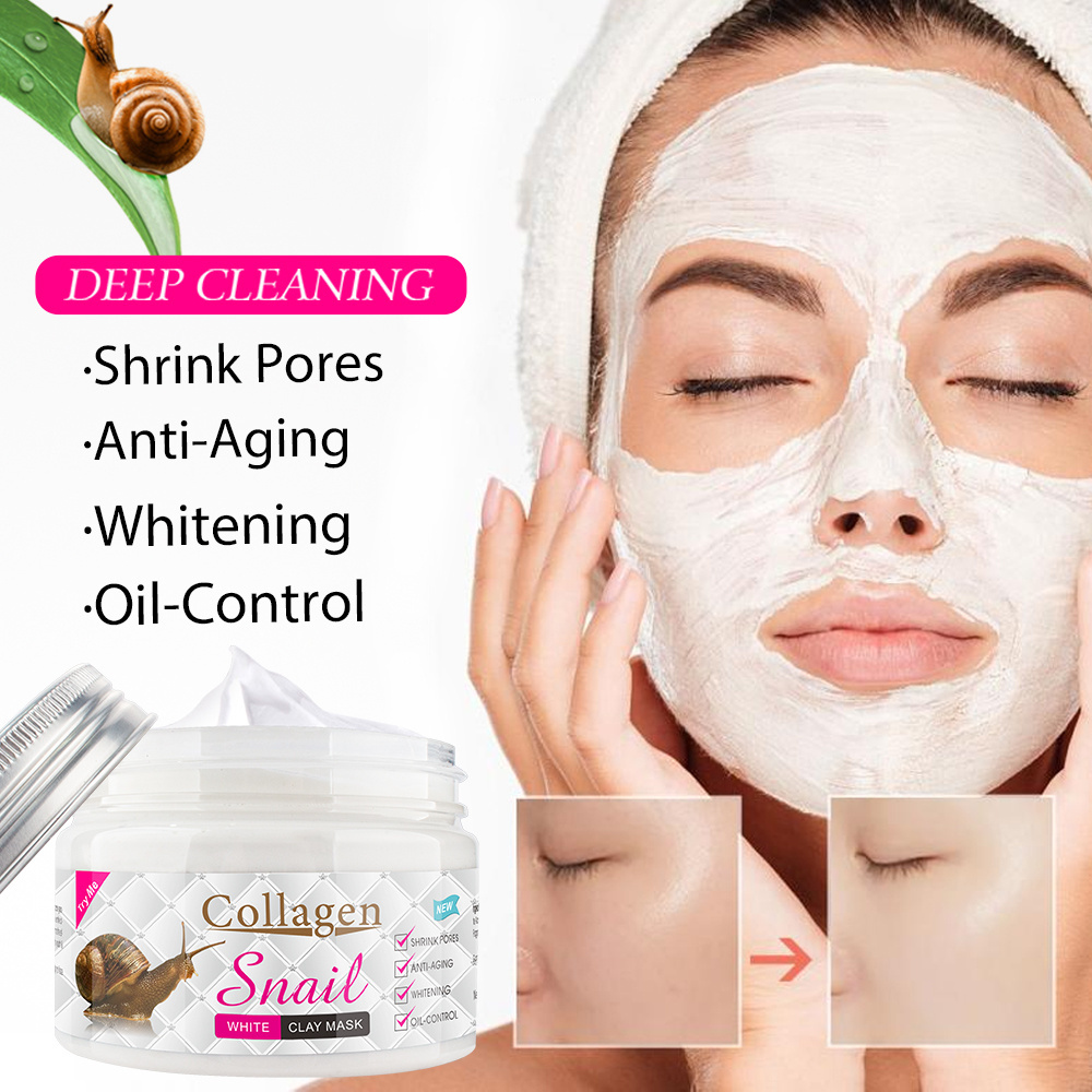 Wholesale Snail Facial Mask Organic Cleansing Moisturizing Whitening Peel Off Collagen Clay Mask Mud for women