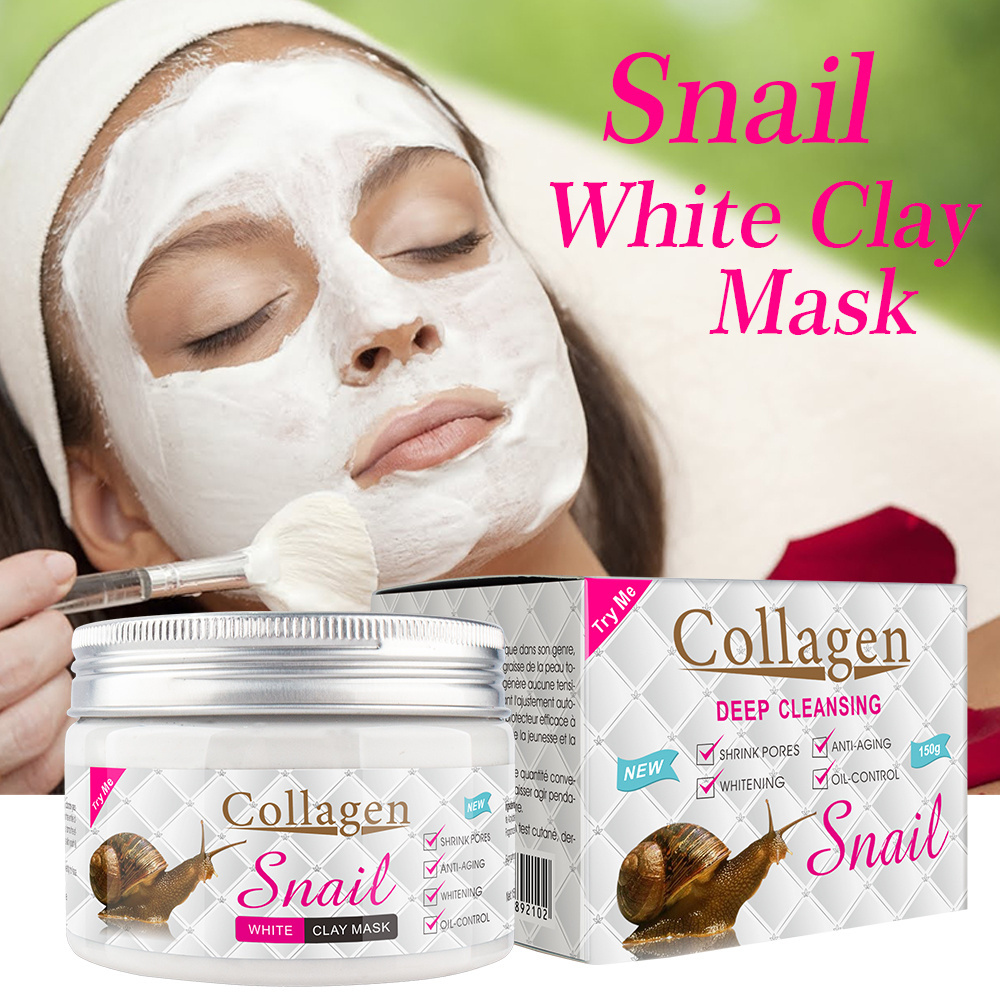 Wholesale Snail Facial Mask Organic Cleansing Moisturizing Whitening Peel Off Collagen Clay Mask Mud for women