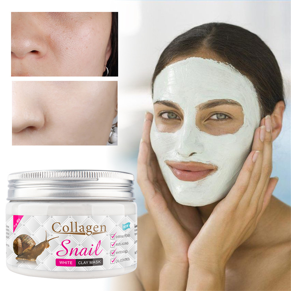 Wholesale Snail Facial Mask Organic Cleansing Moisturizing Whitening Peel Off Collagen Clay Mask Mud for women