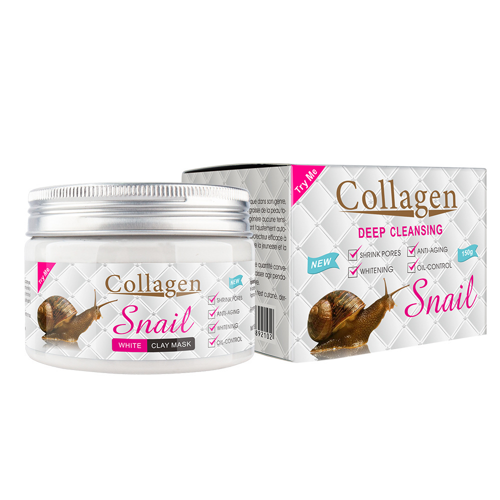 Wholesale Snail Facial Mask Organic Cleansing Moisturizing Whitening Peel Off Collagen Clay Mask Mud for women