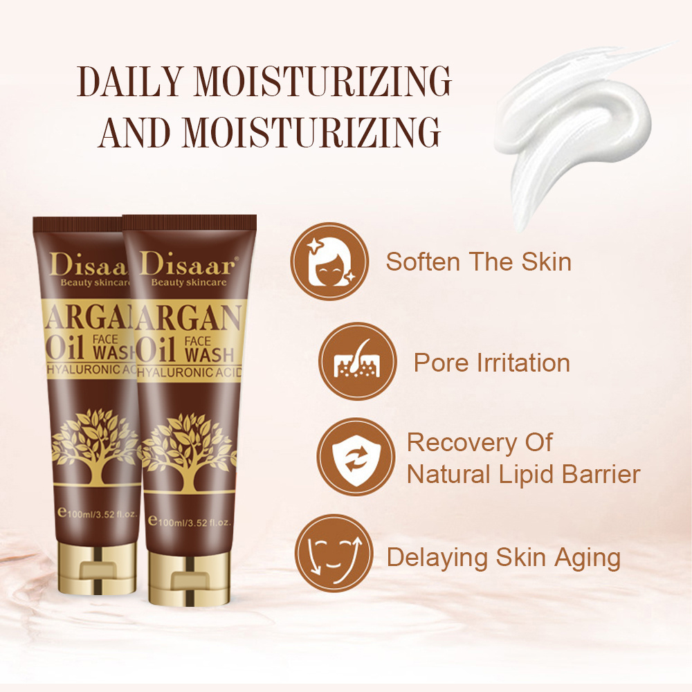 Disaar Deep Cleansing Face Wash  Gentle Argan Oil Cream Facial Cleanser Women  Pore Cleaner Blemish Clearer Anti-Pimple Effect