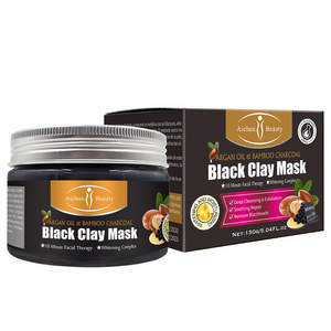 Deep Cleaning Bamboo Charcoal and Argan Oil Beauty Mask Black Clay Face Mud for Whitening and Pore Cleaning for Females