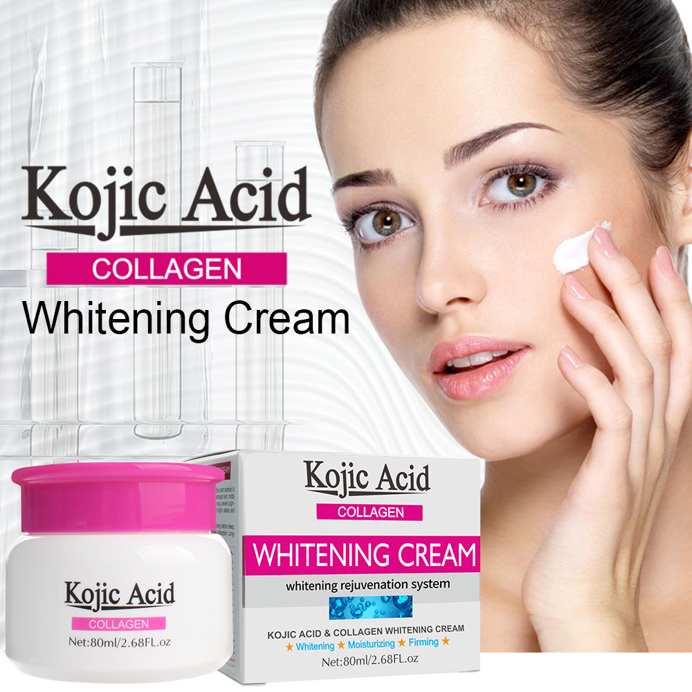 Face Cream Whitening Organic Kojic Acid Collagen Skin Lightening Dark Spot Removing Cream