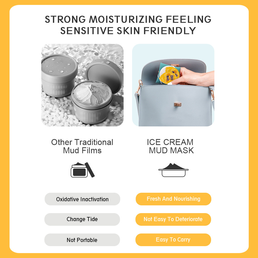 Vitamin C Clay Mask Private Label Collagen Package Yellow Mud Facial Whitening Anti-ance Clay Mask