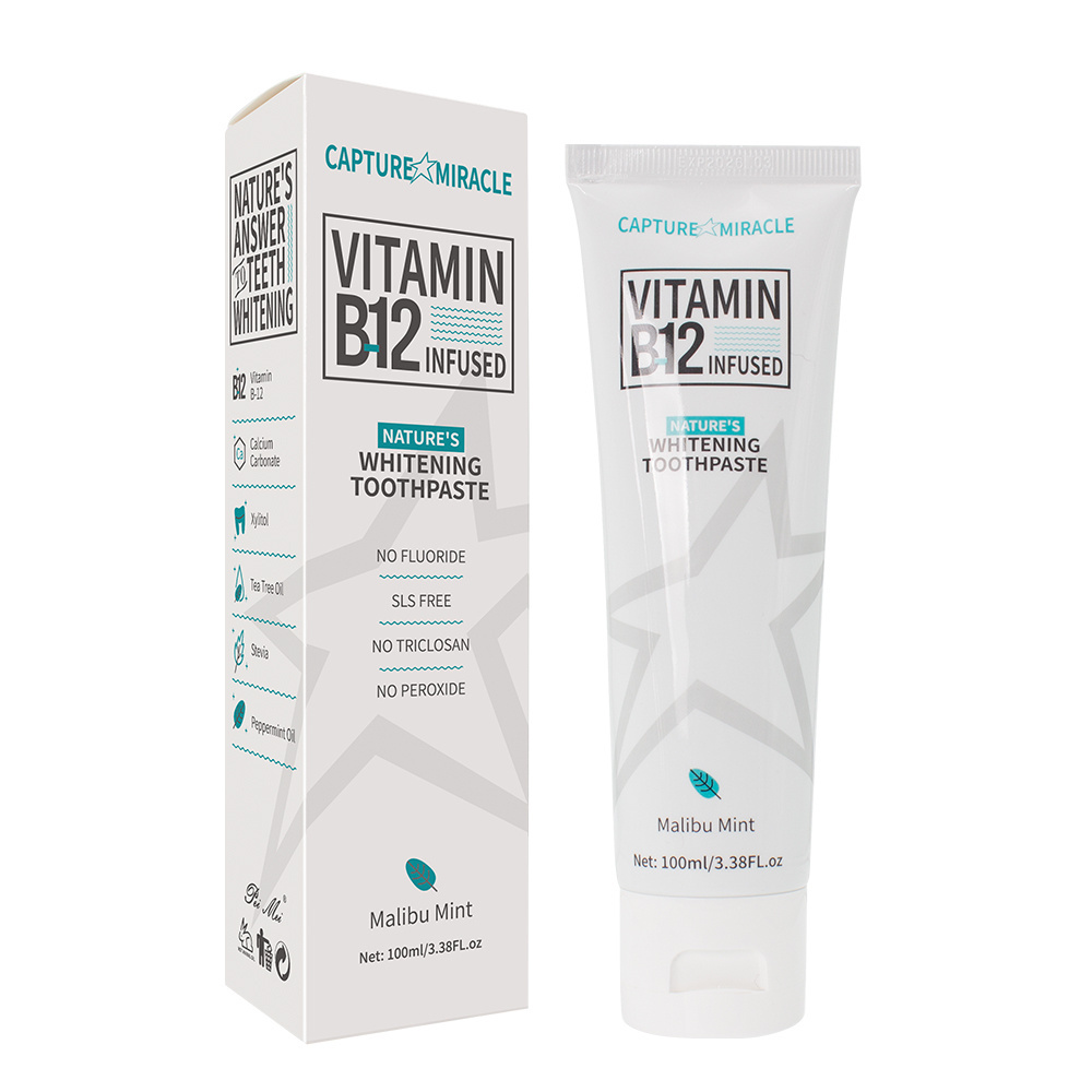 Tooth Paste OEM Vitamin B12 No Fluoride Mint Organic Teeth Whitening Toothpaste